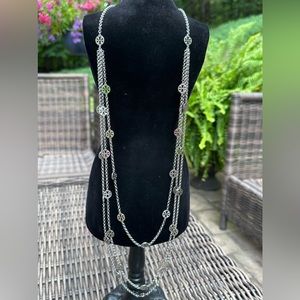 Tory Burch Multi-Strand Logo Necklace - Silver - NWT